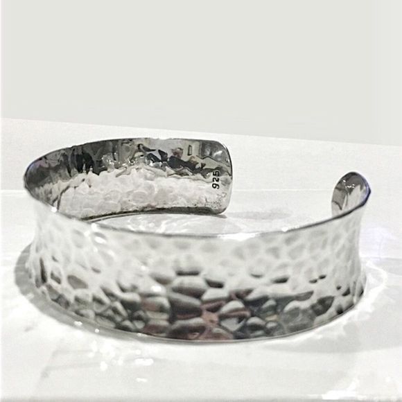 VINTAGE Sterling Silver Hammered Cuff Bangle Bracelet - Picture 3 of 5
